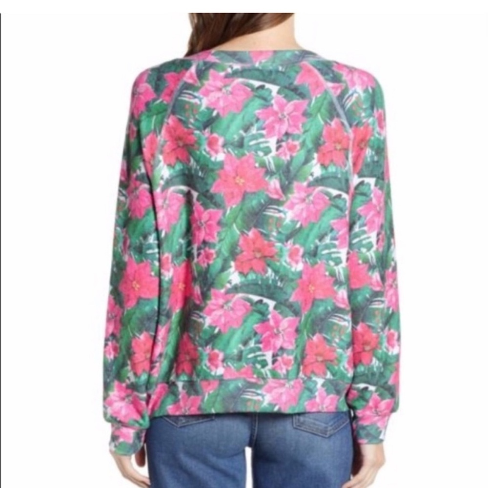 NWT WILDFOX Island Holiday Poinsettia Sommers Christmas Pullover Sweatshirt S - Picture 3 of 7